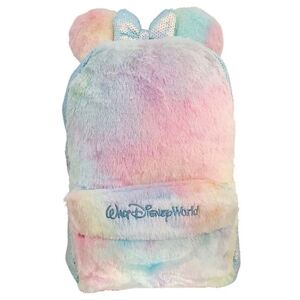 Walt Disney World Pastel Plush Backpack With Minnie Bow
